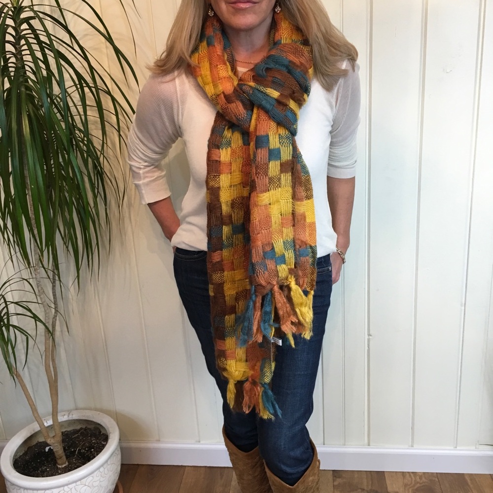 MIXED COLORFUL SQUARES SCARF - Picture 3 of 6